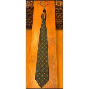 Tie * Silk * Forrest Green w/Gold Elephants * [59" x 3-3/4"]